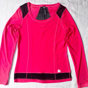 EUC Women’s Medium RBX Reebok Polyester LS Performance Activewear Shirt FL Pink